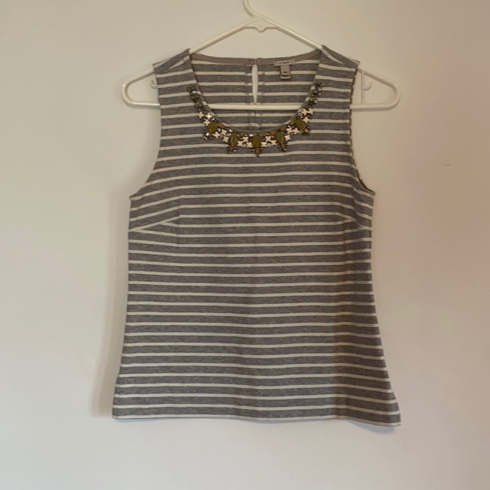J Crew sleeveless top with beautiful neck decor
